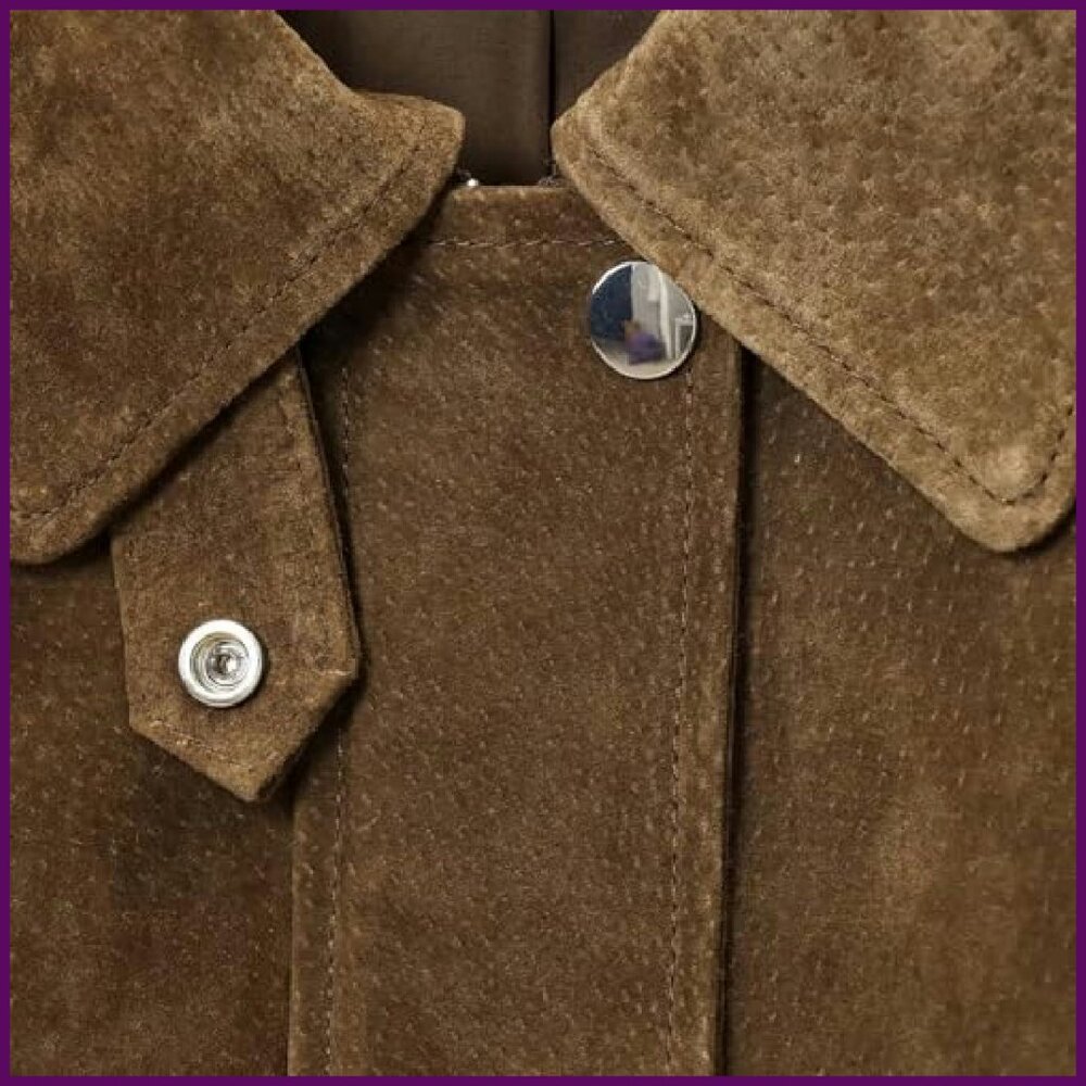 Faux Leather Cropped Bomber Jacket with Pockets Vintage Motorcycle Style - Picture 4 of 8